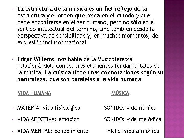  La estructura de la música es un fiel reflejo de la estructura y