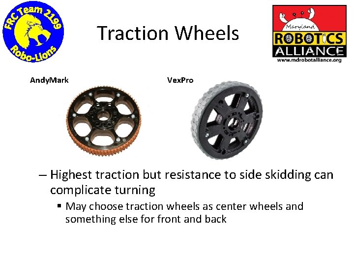 Traction Wheels Andy. Mark Vex. Pro – Highest traction but resistance to side skidding