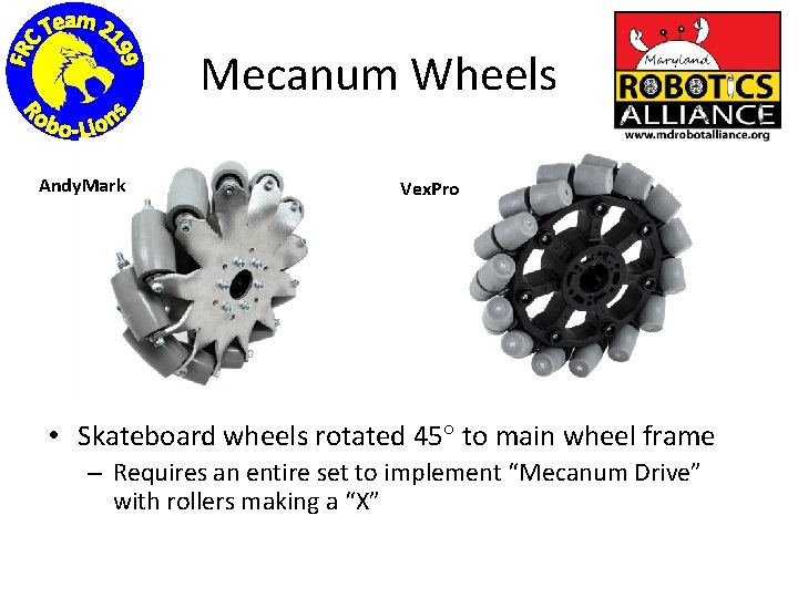 Mecanum Wheels Andy. Mark Vex. Pro • Skateboard wheels rotated 45 to main wheel