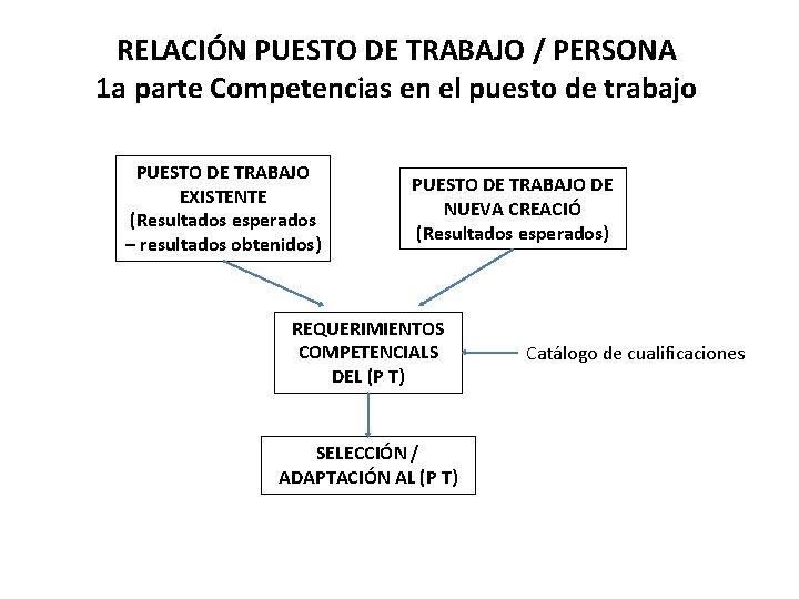 RELACIÓN PUESTO DE TRABAJO / PERSONA 1 a parte Competencias en el puesto de