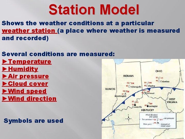 Station Model Shows the weather conditions at a particular weather station (a place where Station Model Shows the weather conditions at a particular weather station (a place where