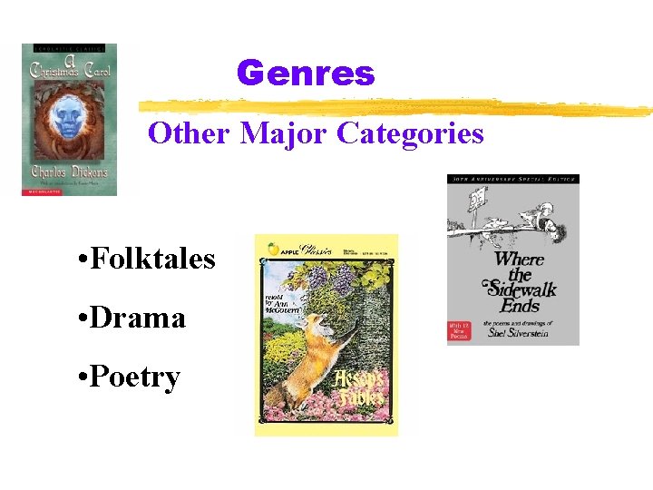 Genres Other Major Categories • Folktales • Drama • Poetry 