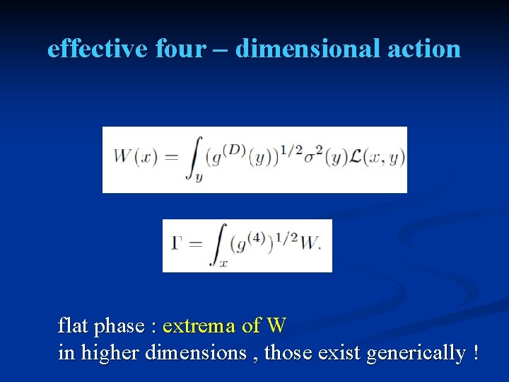 effective four – dimensional action flat phase : extrema of W in higher dimensions