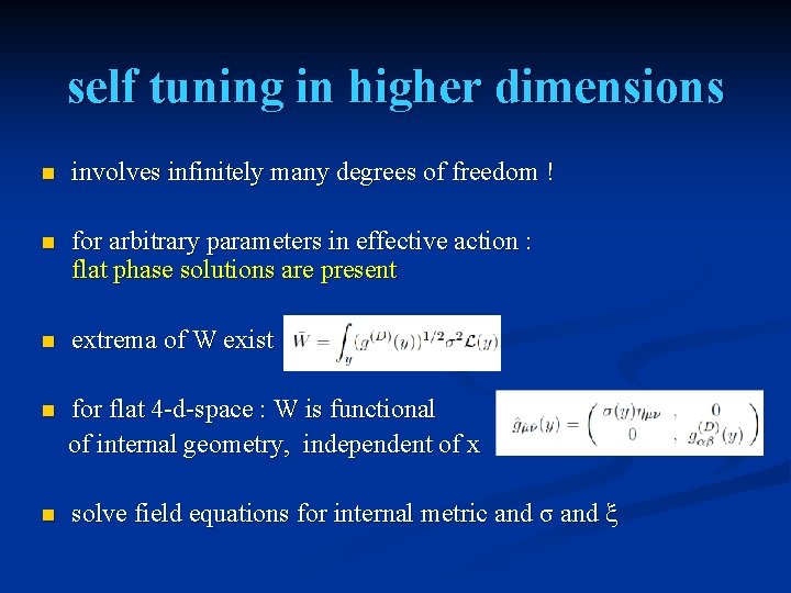 self tuning in higher dimensions n involves infinitely many degrees of freedom ! n