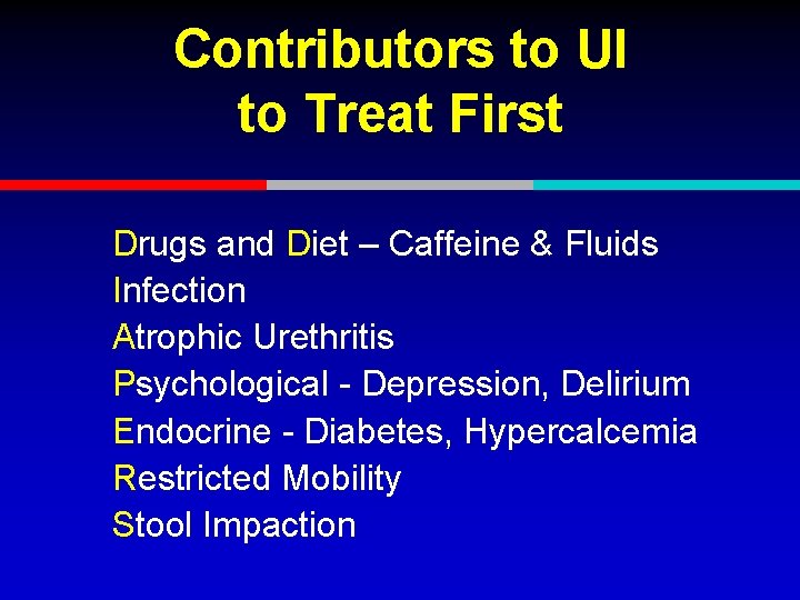 Contributors to UI to Treat First Drugs and Diet – Caffeine & Fluids Infection