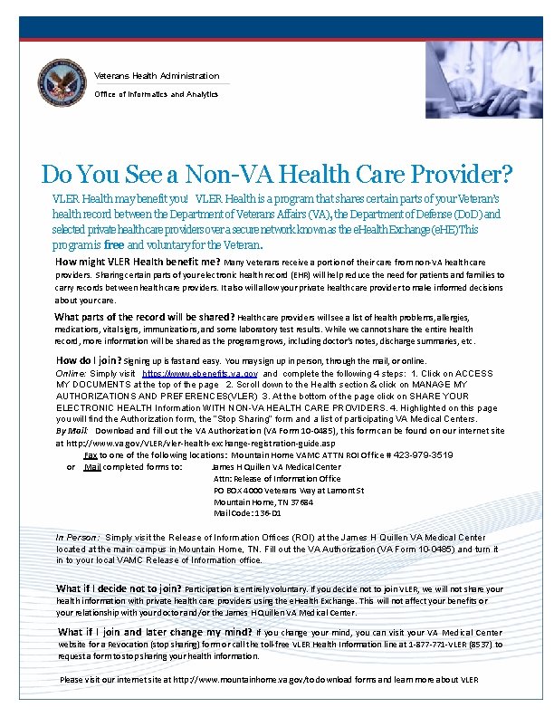 Veterans Health Administration Office of Informatics and Analytics Do You See a Non-VA Health