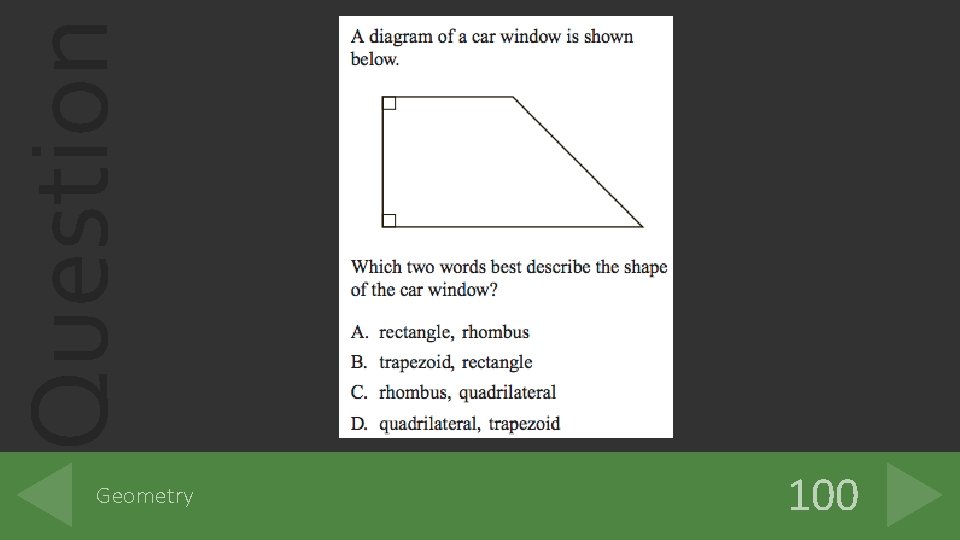Question Geometry 100 