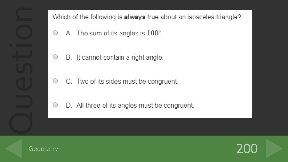 Question Geometry 200 