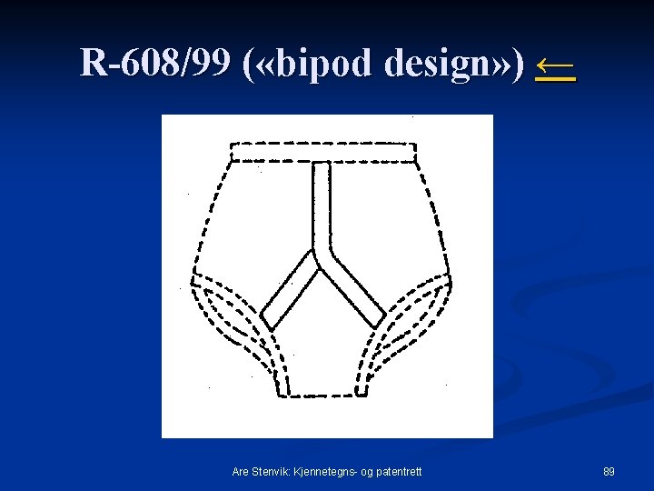 R-608/99 ( «bipod design» ) ← Are Stenvik: Kjennetegns- og patentrett 89 