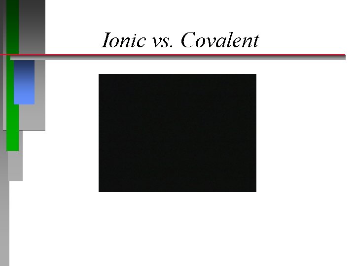 Ionic vs. Covalent 