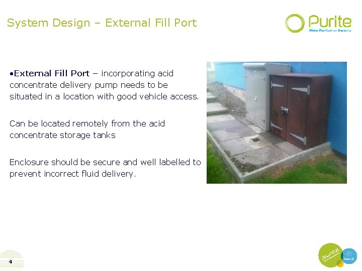 System Design – External Fill Port • External Fill Port – incorporating acid concentrate