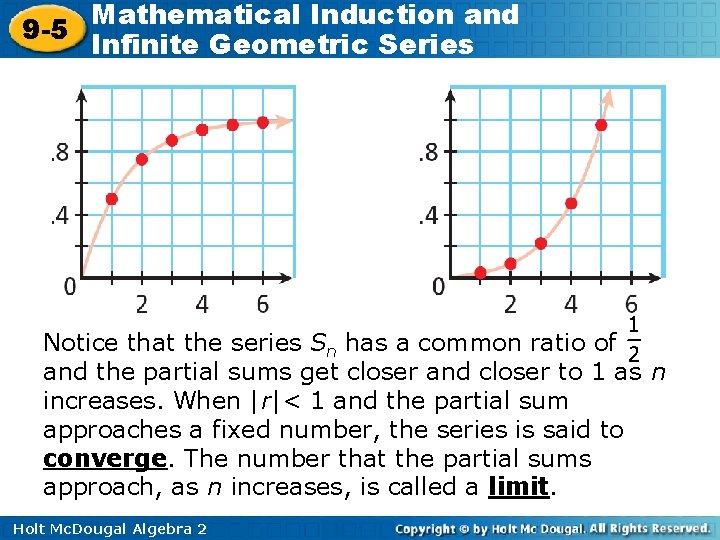 Mathematical Induction and 9 -5 Infinite Geometric Series Notice that the series Sn has