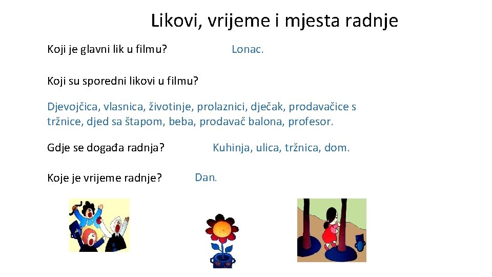 Likovi, vrijeme i mjesta radnje Lonac. Koji je glavni lik u filmu? Koji su