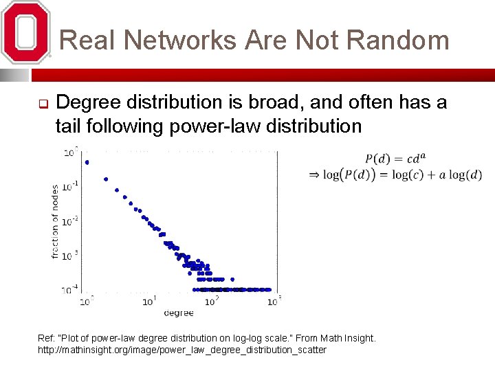 Real Networks Are Not Random q Degree distribution is broad, and often has a