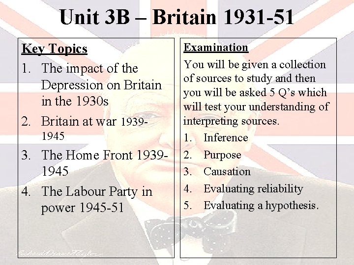 Unit 3 B – Britain 1931 -51 Key Topics 1. The impact of the