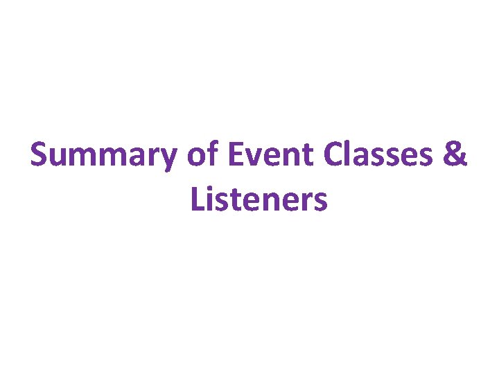 Summary of Event Classes & Listeners 