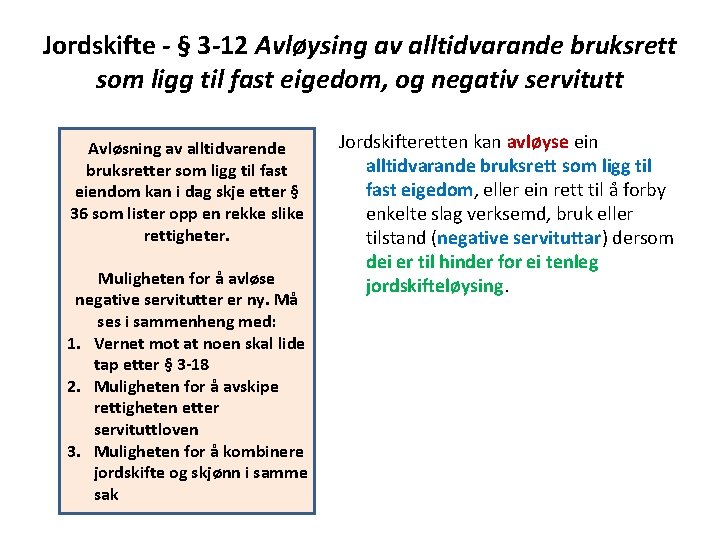 Jordskifte - § 3 -12 Avløysing av alltidvarande bruksrett som ligg til fast eigedom,