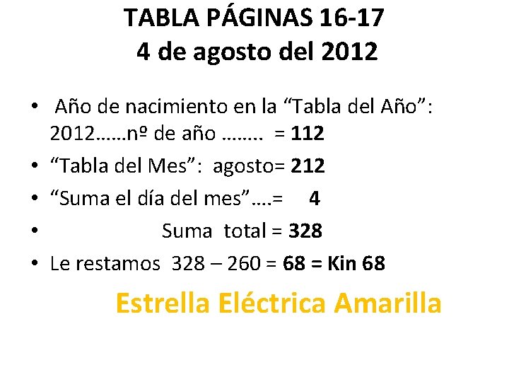 TABLA PÁGINAS 16 -17 4 de agosto del 2012 • Año de nacimiento en