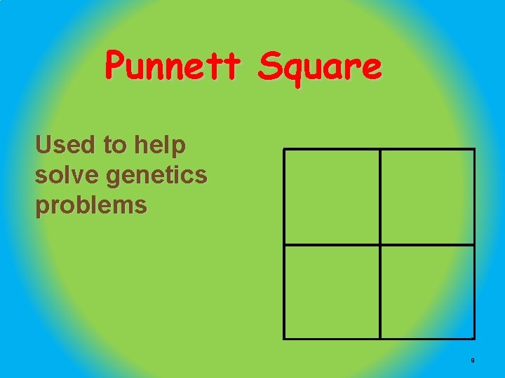 Punnett Square Used to help solve genetics problems 9 