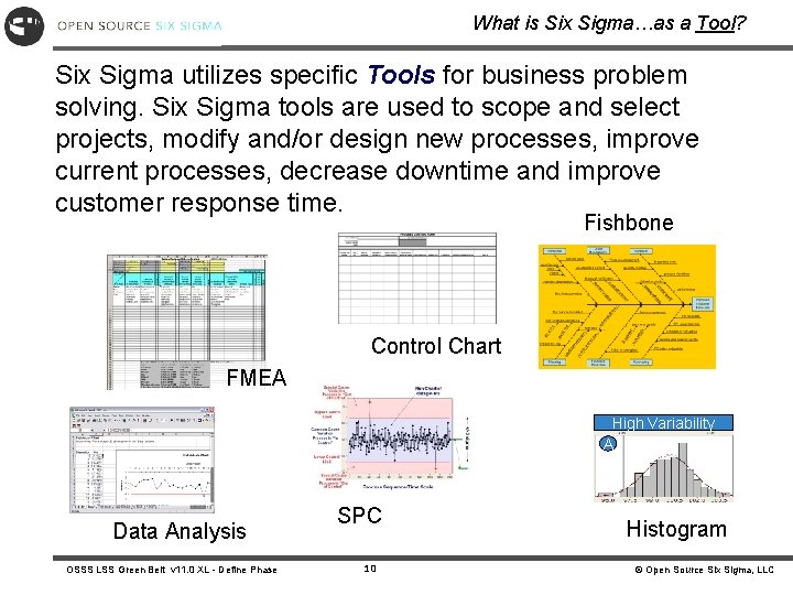 What is Six Sigma…as a Tool? Six Sigma utilizes specific Tools for business problem