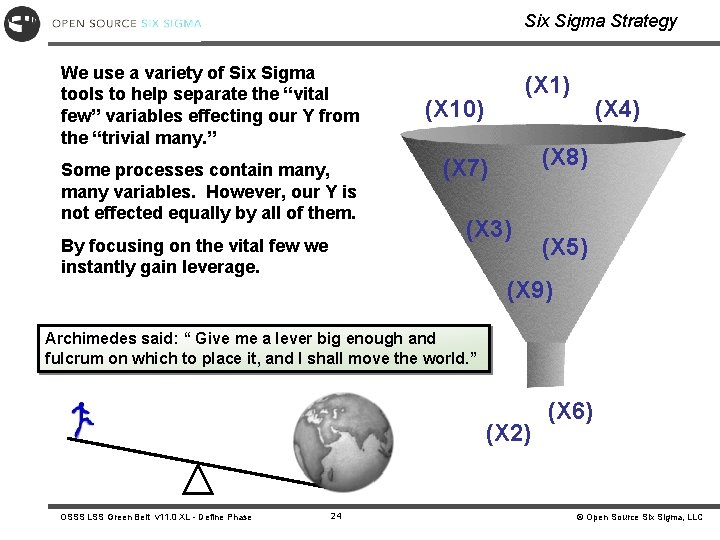 Six Sigma Strategy We use a variety of Six Sigma tools to help separate