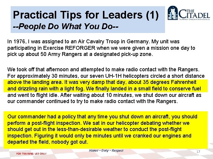 Practical Tips for Leaders (1) --People Do What You Do-In 1976, I was assigned