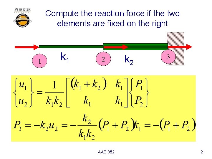 Compute the reaction force if the two elements are fixed on the right 1