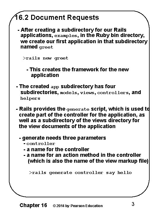 16. 2 Document Requests - After creating a subdirectory for our Rails applications, examples,
