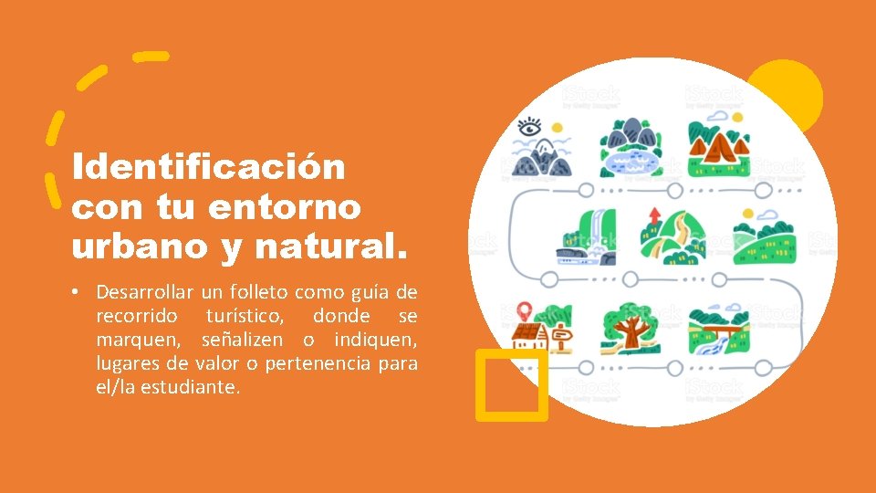 Identificación con tu entorno urbano y natural. • Desarrollar un folleto como guía de