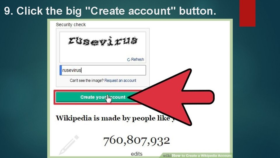 9. Click the big "Create account" button. 