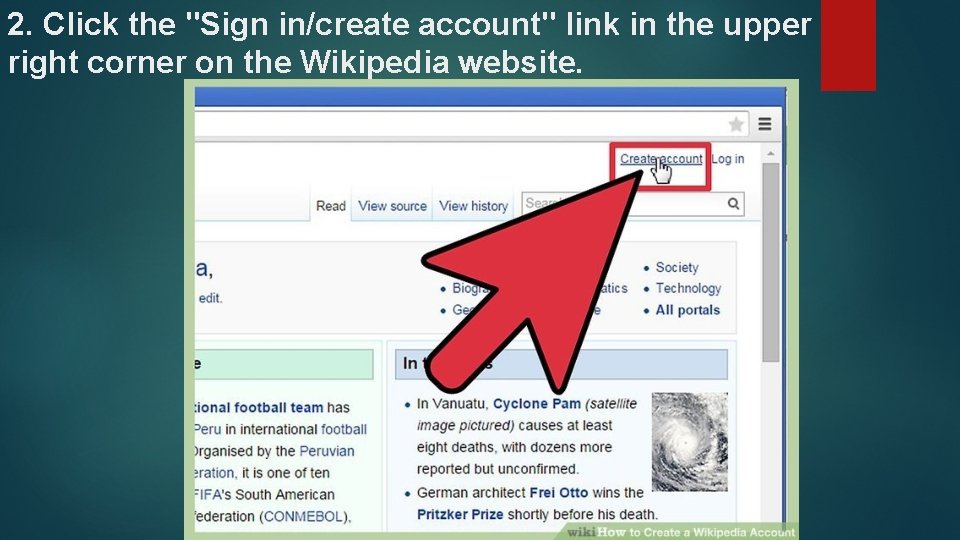 2. Click the "Sign in/create account" link in the upper right corner on the