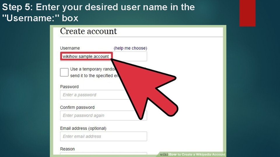 Step 5: Enter your desired user name in the "Username: " box 