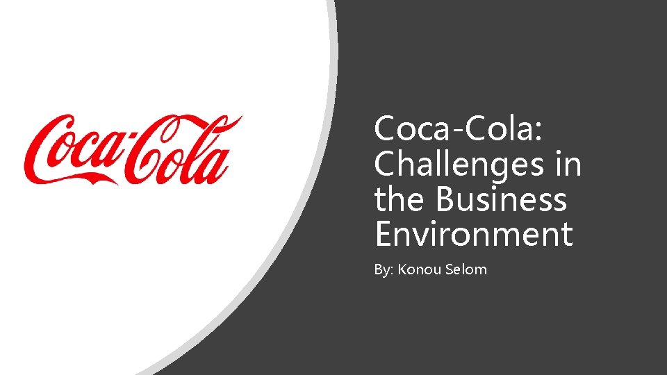 Coca-Cola: Challenges in the Business Environment By: Konou Selom 