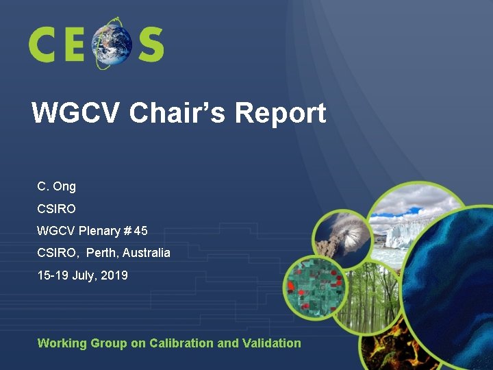 WGCV Chair’s Report C. Ong CSIRO WGCV Plenary # 45 CSIRO, Perth, Australia 15