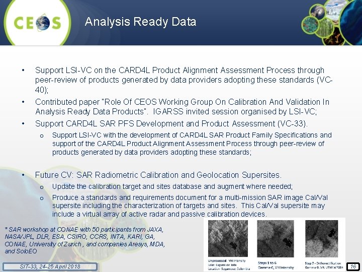 Analysis Ready Data • Support LSI-VC on the CARD 4 L Product Alignment Assessment