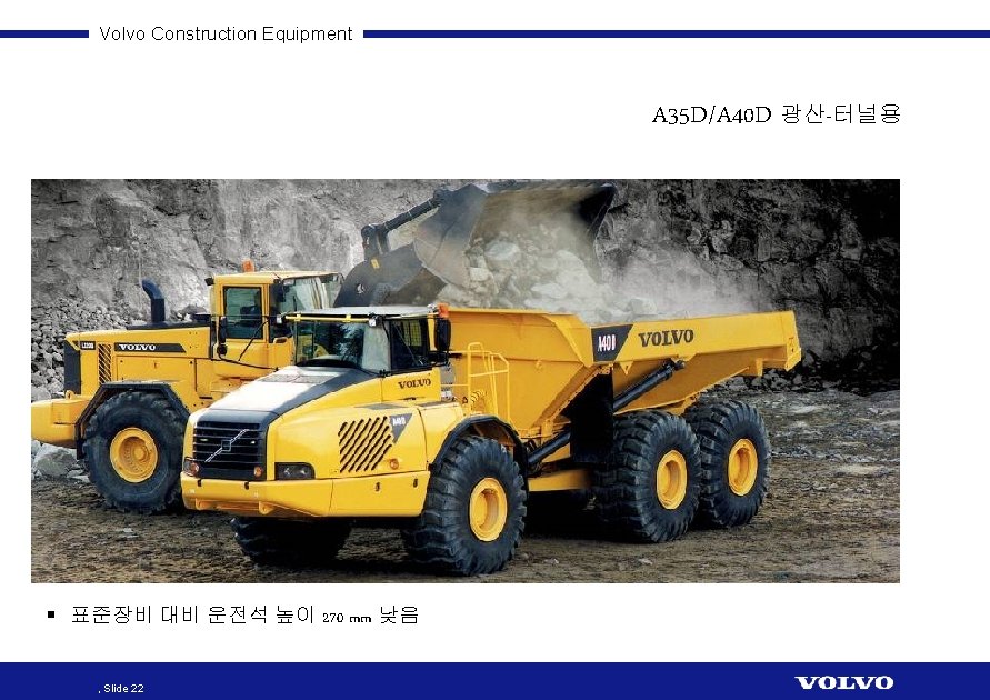 Volvo Construction Equipment A 35 D/A 40 D 광산-터널용 § 표준장비 대비 운전석 높이