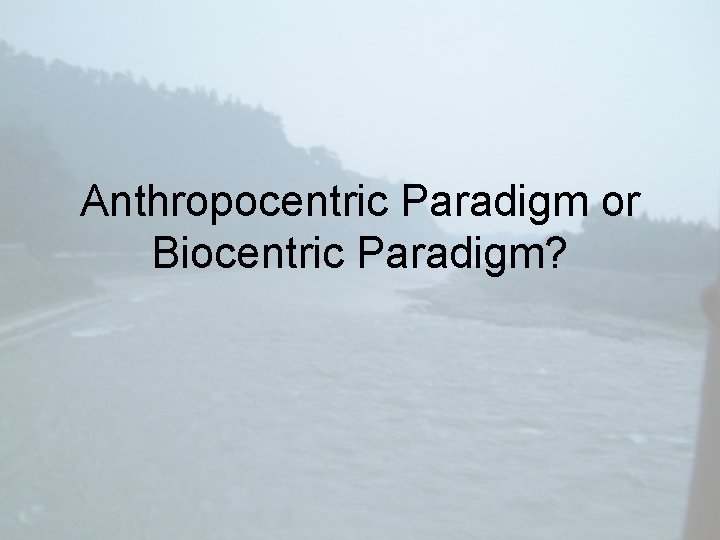 Anthropocentric Paradigm or Biocentric Paradigm? 