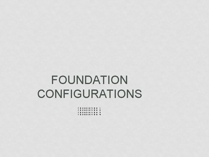 FOUNDATION CONFIGURATIONS F F O O U U N N D D A A