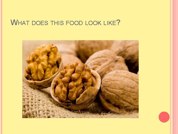 WHAT DOES THIS FOOD LOOK LIKE? WHAT DOES THIS FOOD LOOK LIKE?