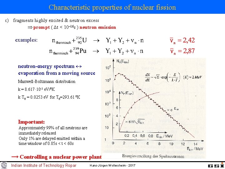 Characteristic properties of nuclear fission c) fragments highly excited & neutron excess prompt ( Characteristic properties of nuclear fission c) fragments highly excited & neutron excess prompt (