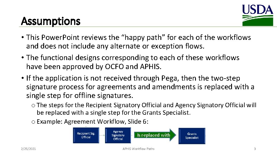 Assumptions • This Power. Point reviews the “happy path” for each of the workflows