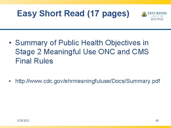 Easy Short Read (17 pages) • Summary of Public Health Objectives in Stage 2 Easy Short Read (17 pages) • Summary of Public Health Objectives in Stage 2