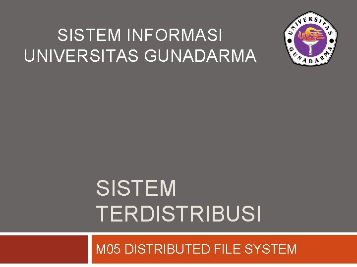 SISTEM INFORMASI UNIVERSITAS GUNADARMA SISTEM TERDISTRIBUSI M 05 DISTRIBUTED FILE SYSTEM 