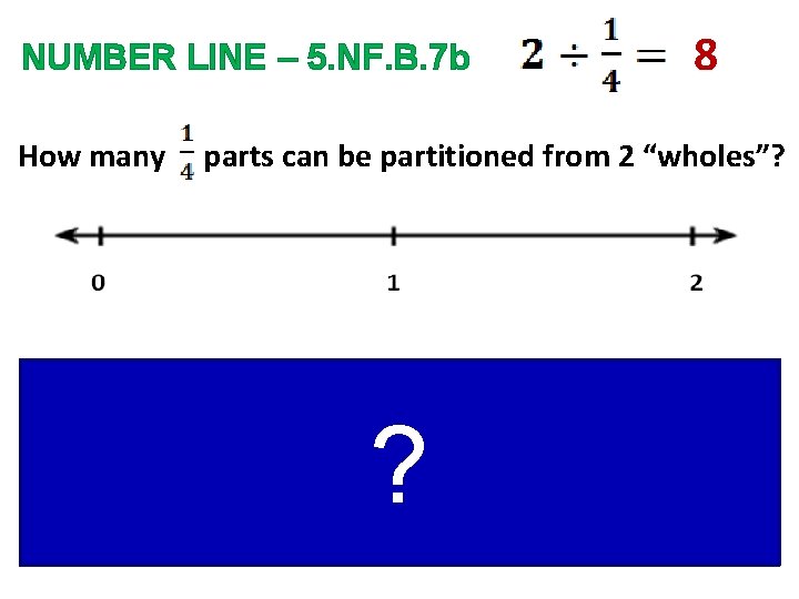 8 NUMBER LINE – 5. NF. B. 7 b How many one parts can