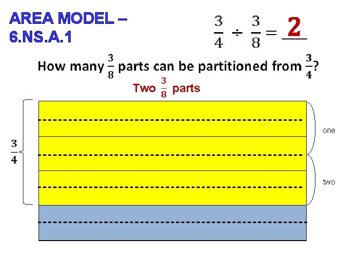 AREA MODEL – 6. NS. A. 1 2 Two parts one two 