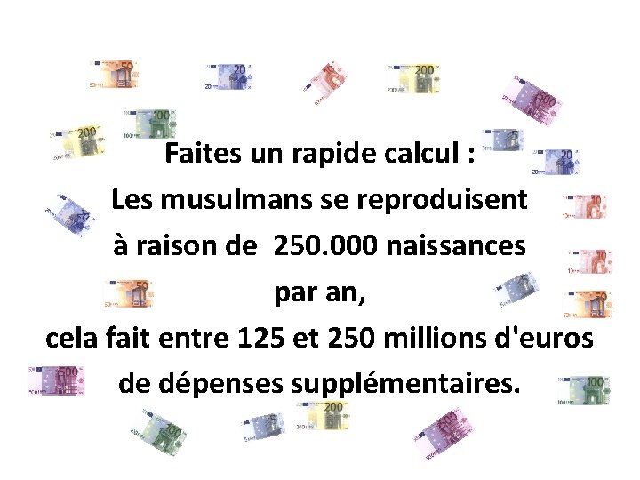 Faites un rapide calcul : Les musulmans se reproduisent à raison de 250. 000