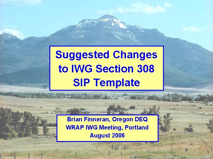 Suggested Changes to IWG Section 308 SIP Template Brian Finneran, Oregon DEQ WRAP IWG Suggested Changes to IWG Section 308 SIP Template Brian Finneran, Oregon DEQ WRAP IWG