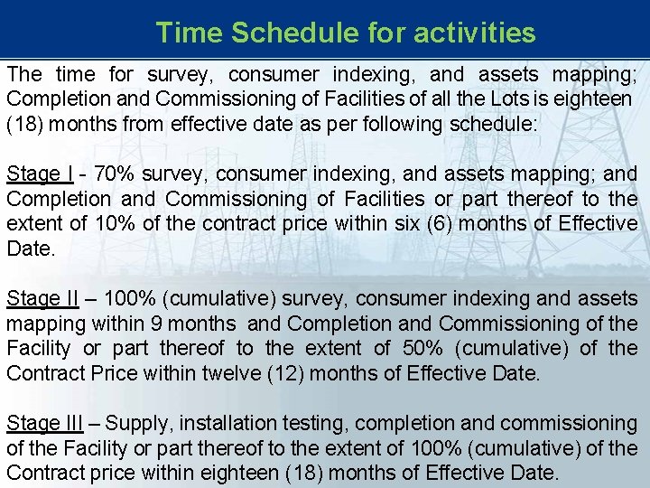 Time Schedule for activities The time for survey, consumer indexing, and assets mapping; Time Schedule for activities The time for survey, consumer indexing, and assets mapping;