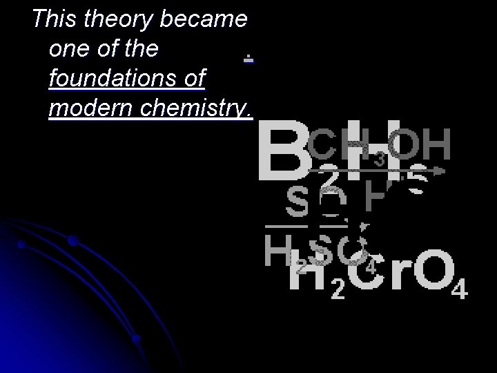 This theory became one of the. foundations of modern chemistry. 