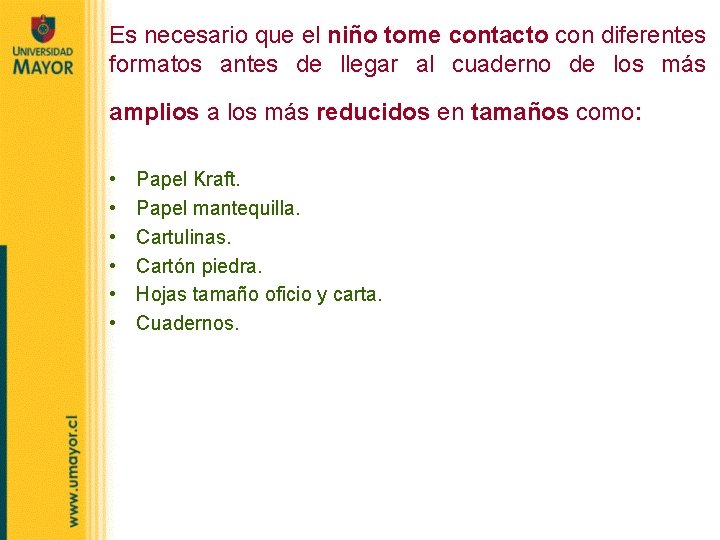 Es necesario que el niño tome contacto con diferentes formatos antes de llegar al